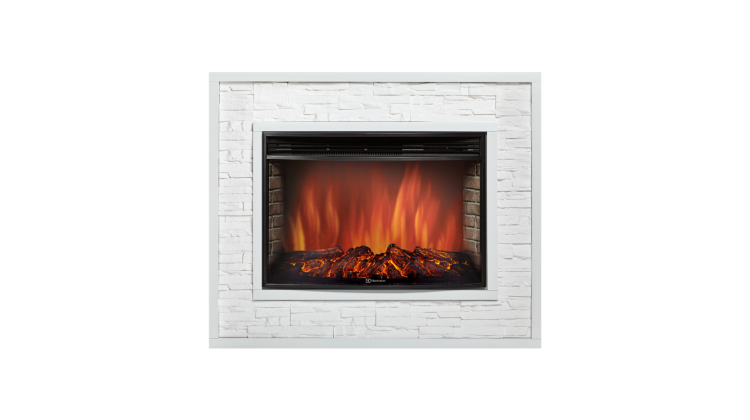 Каминокомплект:Очаг Electrolux EFP/P-3320RLS, портал Loft 30 камень белый, белая эмаль